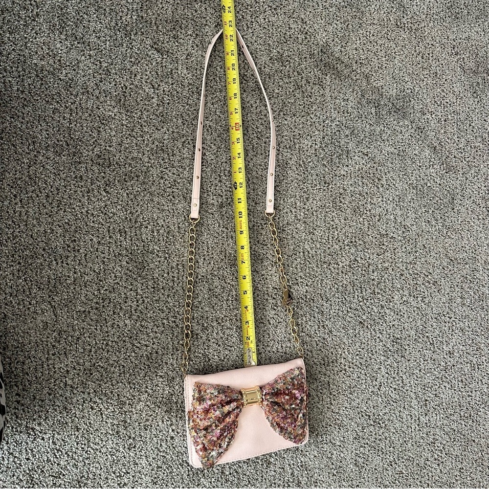 BETSEY JOHNSON Pink Sequin Bow Crossbody Matching Change Purse Set R $156 - Picture 10 of 16